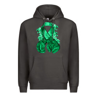 Smoke Emerald green ribbon Liver Cancer boxing gloves Premium Hoodie - NancyCooperArtShop