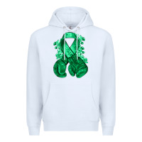 White Emerald green ribbon Liver Cancer boxing gloves Premium Hoodie - NancyCooperArtShop