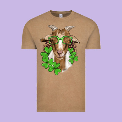 St Patricks Goat With Glasses Vintage Tee Designed By Artiststas