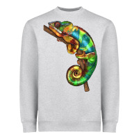 Heather Grey Chameleon Lizard Illustrations Heavyweight Sweatshirt - LillyAllenDesigns
