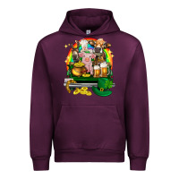 Mauve Wine St. Patrick's Day farm animals on truck Urban Hoodie - HowdyJamesFarm