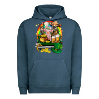 Pigment Midnight Navy St. Patrick's Day farm animals on truck Urban Hoodie - HowdyJamesFarm