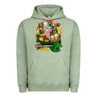 Pigment Oil Green St. Patrick's Day farm animals on truck Urban Hoodie - HowdyJamesFarm
