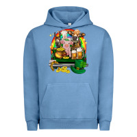 Pigment Pebble Blue St. Patrick's Day farm animals on truck Urban Hoodie - HowdyJamesFarm