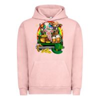 Pigment Salmon St. Patrick's Day farm animals on truck Urban Hoodie - HowdyJamesFarm