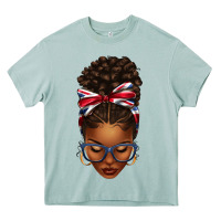 Union Jack Flag Afro Messy Bun Heavy Core Tee | Teevron