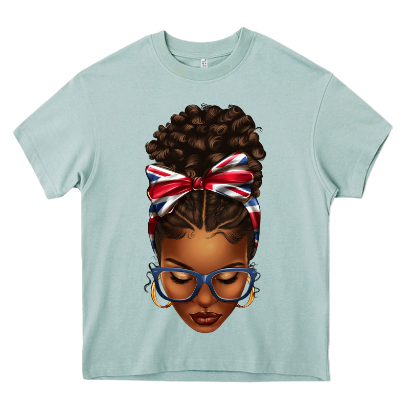 Union Jack Flag Afro Messy Bun Heavy Core Tee by texasbilliewilder | Teevron