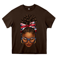 Chocolate Brown union jack flag afro messy bun Heavy Core Tee - texasbilliewilder