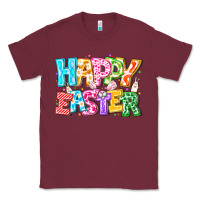 Burgundy Happy Easter Classic Tee - CowhideDigitalArt
