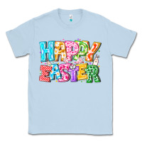 Dusty Blue Happy Easter Classic Tee - CowhideDigitalArt