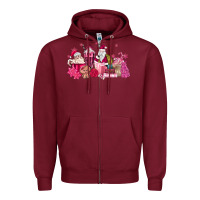 Burgundy pink santa coffee Zipper Hoodie - MaliasSmallBusiness