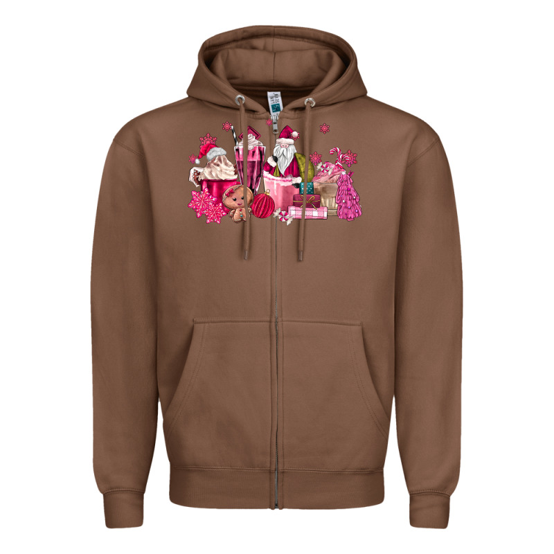 Pink Santa Coffee Zipper Hoodie by MaliasSmallBusiness | Teevron