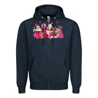 Navy pink santa coffee Zipper Hoodie - MaliasSmallBusiness