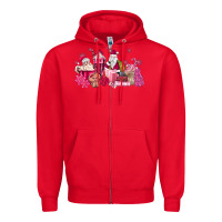 Red pink santa coffee Zipper Hoodie - MaliasSmallBusiness