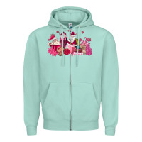Seafoam pink santa coffee Zipper Hoodie - MaliasSmallBusiness