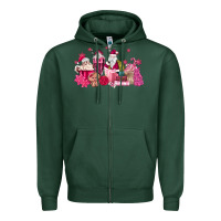 Sports Green pink santa coffee Zipper Hoodie - MaliasSmallBusiness