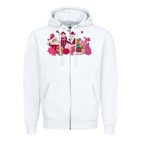 White pink santa coffee Zipper Hoodie - MaliasSmallBusiness