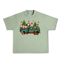 Oil Green christmas farm animals truck Urban Heavy Tee - Jasminsmagicworld