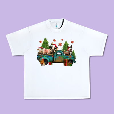 Christmas Farm Animals Truck Urban Heavy Tee Designed By Jasminsmagicworld