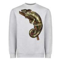 Heather Grey Green Chameleon Lizard Illustrations Heavyweight Sweatshirt - LillyAllenDesigns