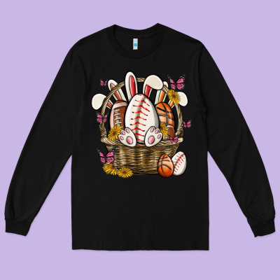 Easter Basket Sports Long Sleeve Tee Designed By Maliassmallbusiness