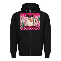 Black merry pink christmas santa Zipper Hoodie - MaliasSmallBusiness