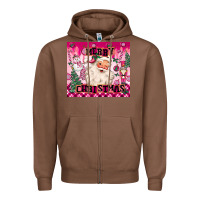 Chestnut merry pink christmas santa Zipper Hoodie - MaliasSmallBusiness