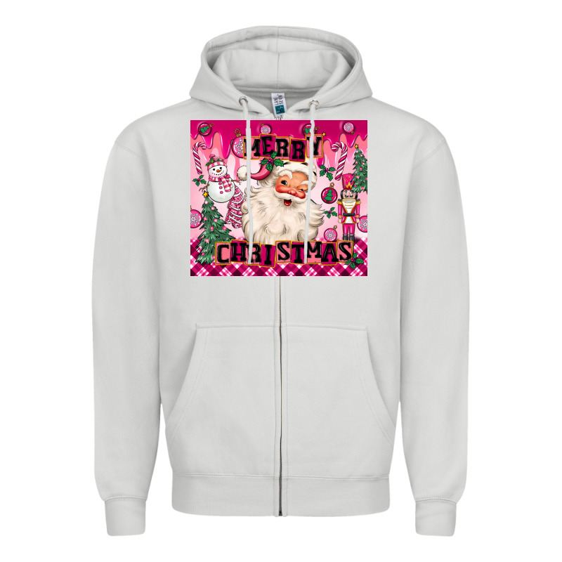 Merry Pink Christmas Santa Zipper Hoodie by MaliasSmallBusiness | Teevron