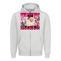 Dove Grey merry pink christmas santa Zipper Hoodie - MaliasSmallBusiness