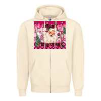 Sandshell merry pink christmas santa Zipper Hoodie - MaliasSmallBusiness