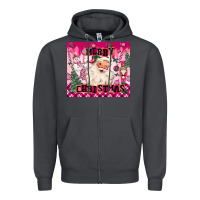 Smoke merry pink christmas santa Zipper Hoodie - MaliasSmallBusiness
