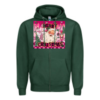 Sports Green merry pink christmas santa Zipper Hoodie - MaliasSmallBusiness