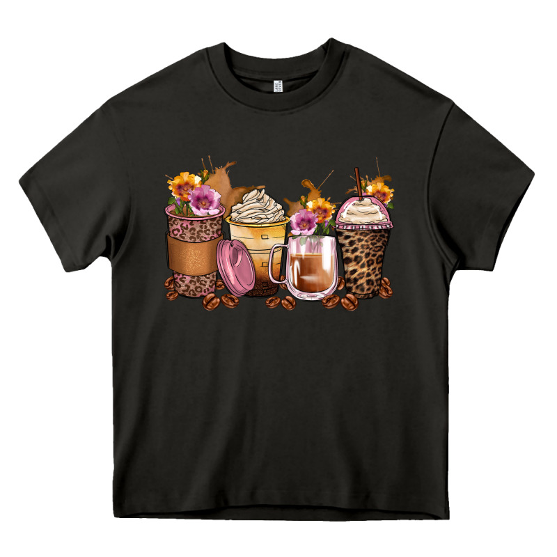 Leopard Rose Glitter Flowers Coffee Cups Heavy Core Tee by Zillion Design Studio | Teevron