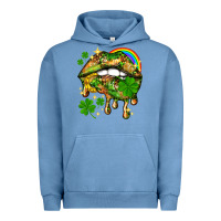 Pigment Pebble Blue St. Patrick's Day lips Urban Hoodie - HowdyJamesFarm