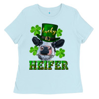 Baby Blue lucky heifer Ladies Tee - RanaPortraitStore