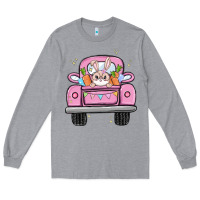 Heather Grey easter bunny and truck Long Sleeve Tee - MaliasSmallBusiness