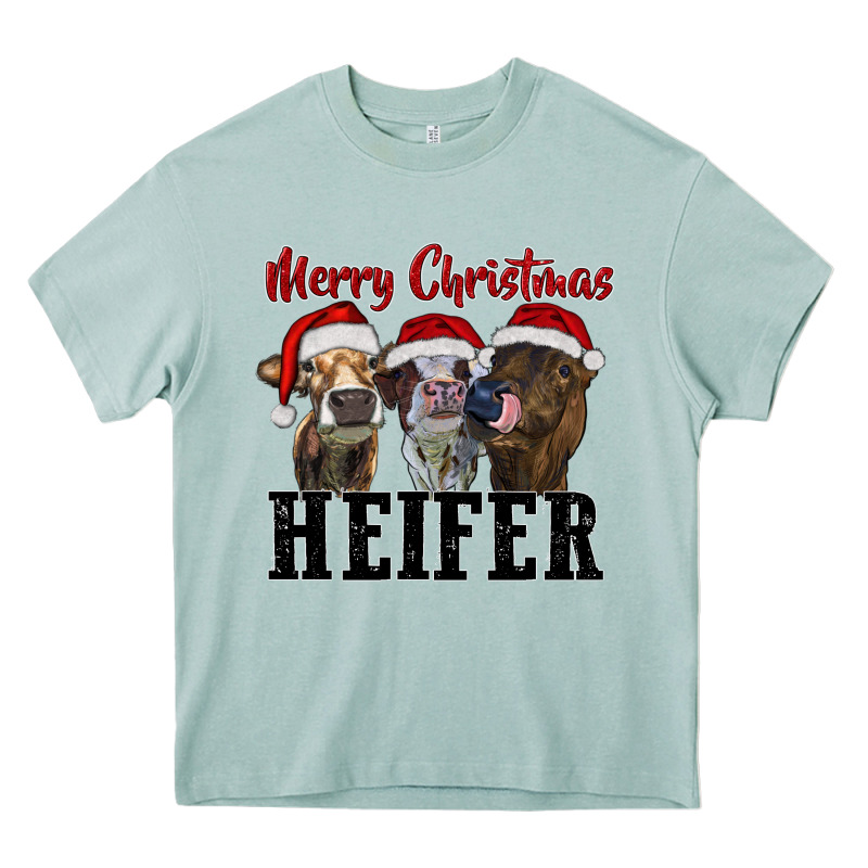 Merry Christmas Heifer Heavy Core Tee by RanaPortraitStore | Teevron