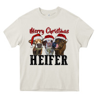Cream merry christmas heifer Heavy Core Tee - RanaPortraitStore