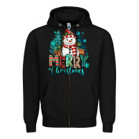 Black merry christmas snowman Zipper Hoodie - MaliasSmallBusiness