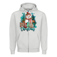 Dove Grey merry christmas snowman Zipper Hoodie - MaliasSmallBusiness