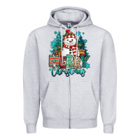 Heather Grey merry christmas snowman Zipper Hoodie - MaliasSmallBusiness