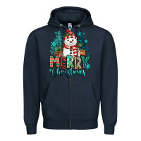 Navy merry christmas snowman Zipper Hoodie - MaliasSmallBusiness