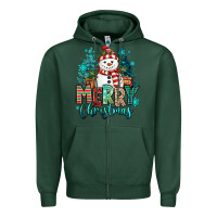 Sports Green merry christmas snowman Zipper Hoodie - MaliasSmallBusiness