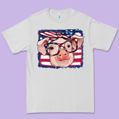 American Flag Pig Premium Tee Designed By Ranaportraitstore
