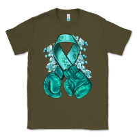 Army Green teal ribbon with boxing gloves Classic Tee - NancyCooperArtShop