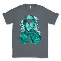 Charcoal Heather teal ribbon with boxing gloves Classic Tee - NancyCooperArtShop
