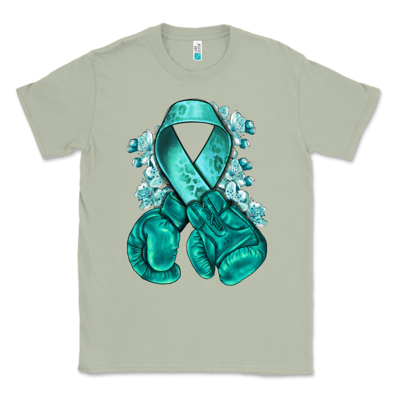 Teal Ribbon With Boxing Gloves Classic Tee by NancyCooperArtShop | Teevron