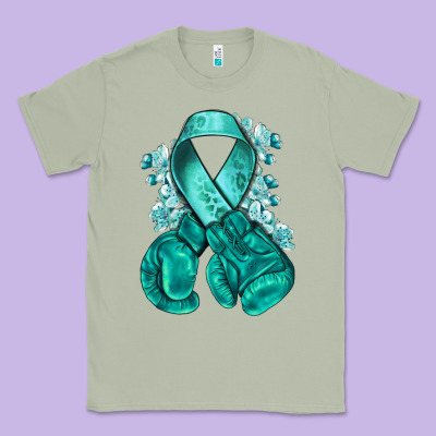Teal Ribbon With Boxing Gloves Classic Tee Designed By Nancycooperartshop