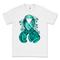 White teal ribbon with boxing gloves Classic Tee - NancyCooperArtShop