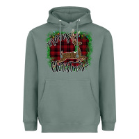 Sage Merry Christmas Deer Heavyweight Hoodie - Bettercallsaul